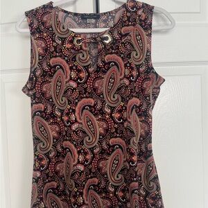 Paisley Print Sleeveless Top